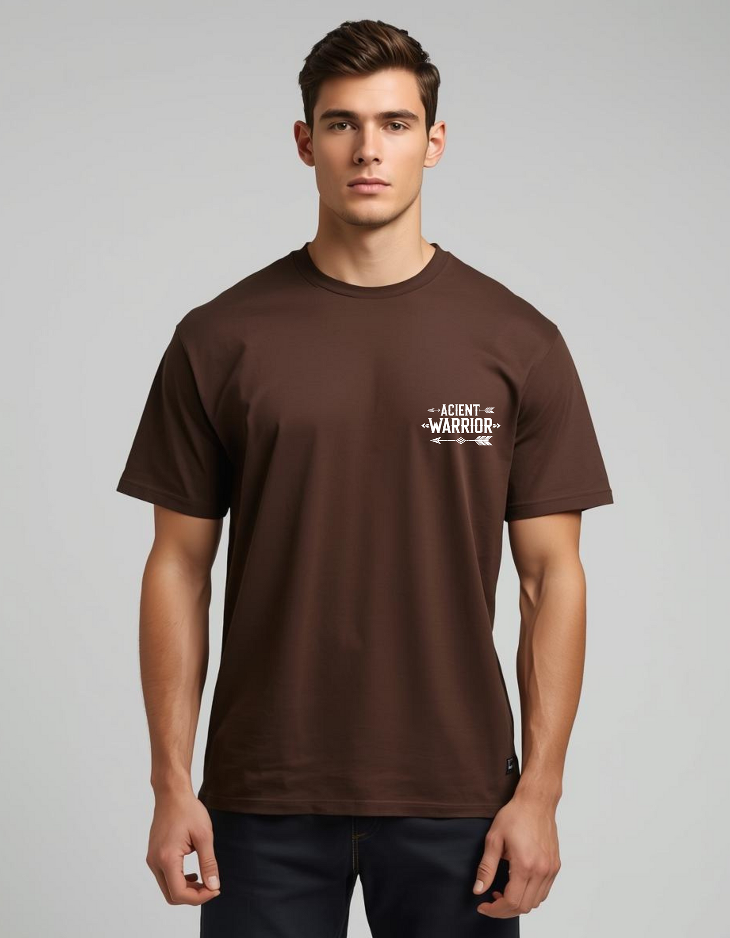 Ancient Warrior Graphic Oversized T-Shirt in Earth Brown
