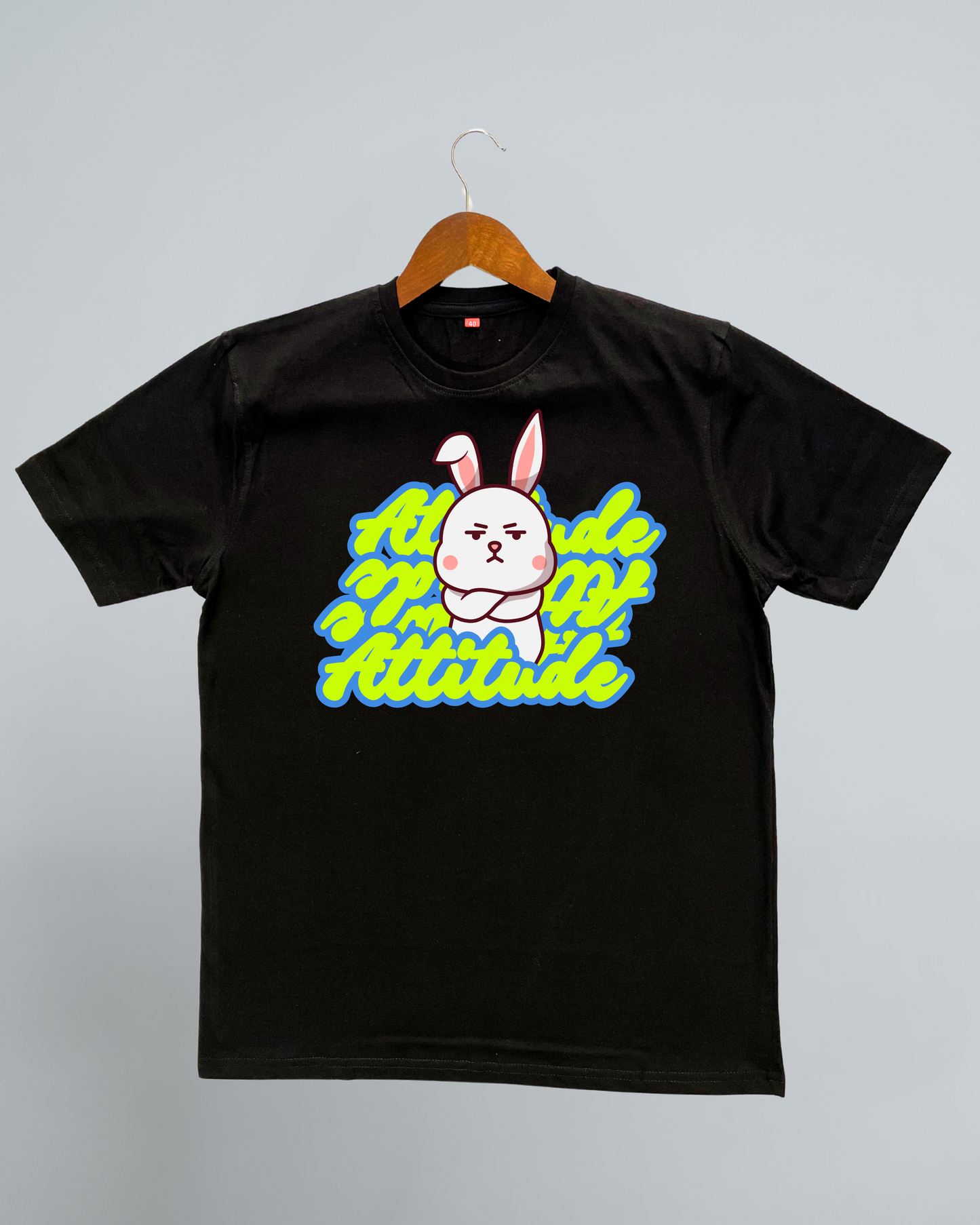 Men's Black Attitude Printed Tshirt