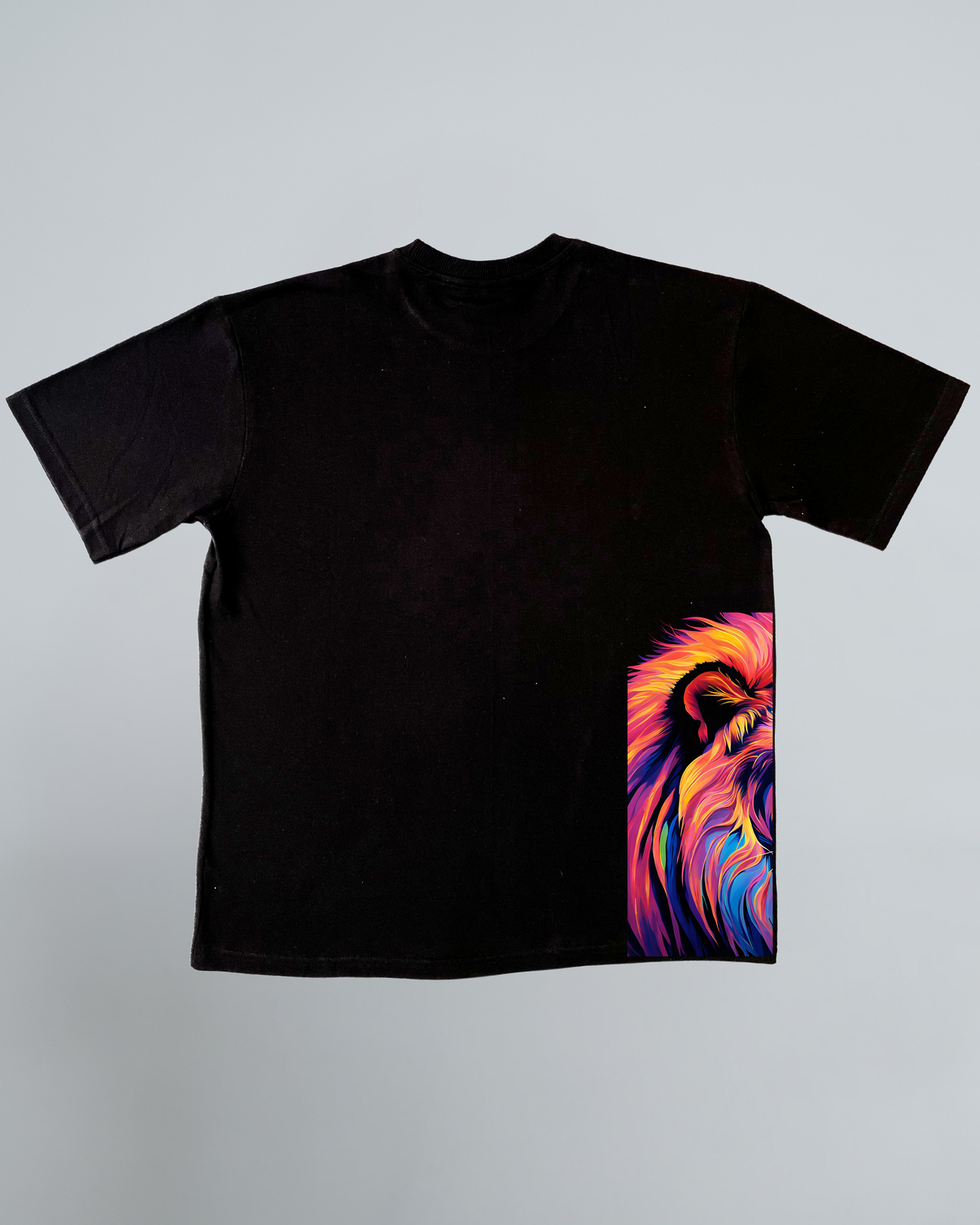 Men's Black Born to Rule Oversized T-Shirt with Majestic Lion Print