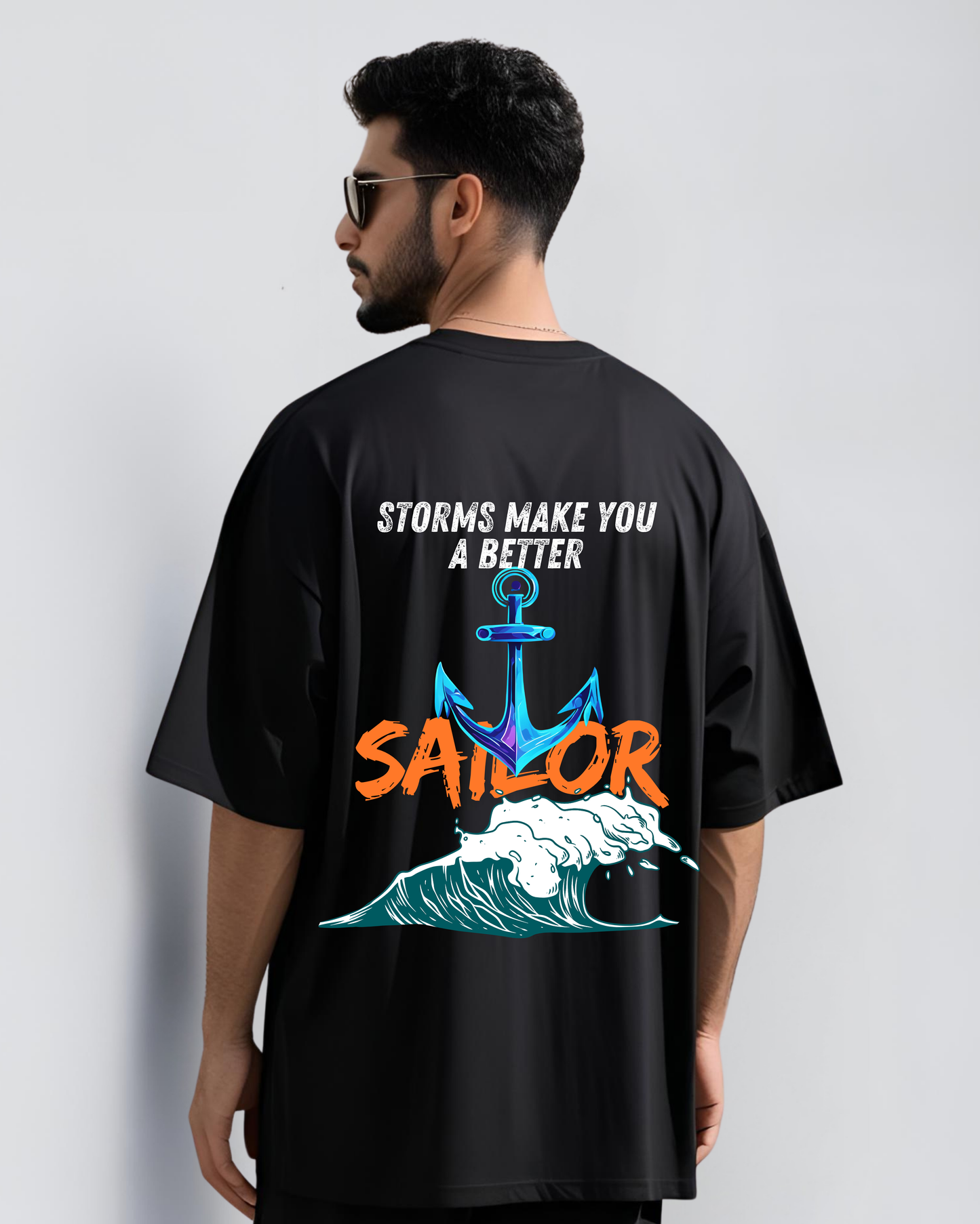 Men’s "Sailor" Motivational Oversized T-Shirt – Brave the Storm