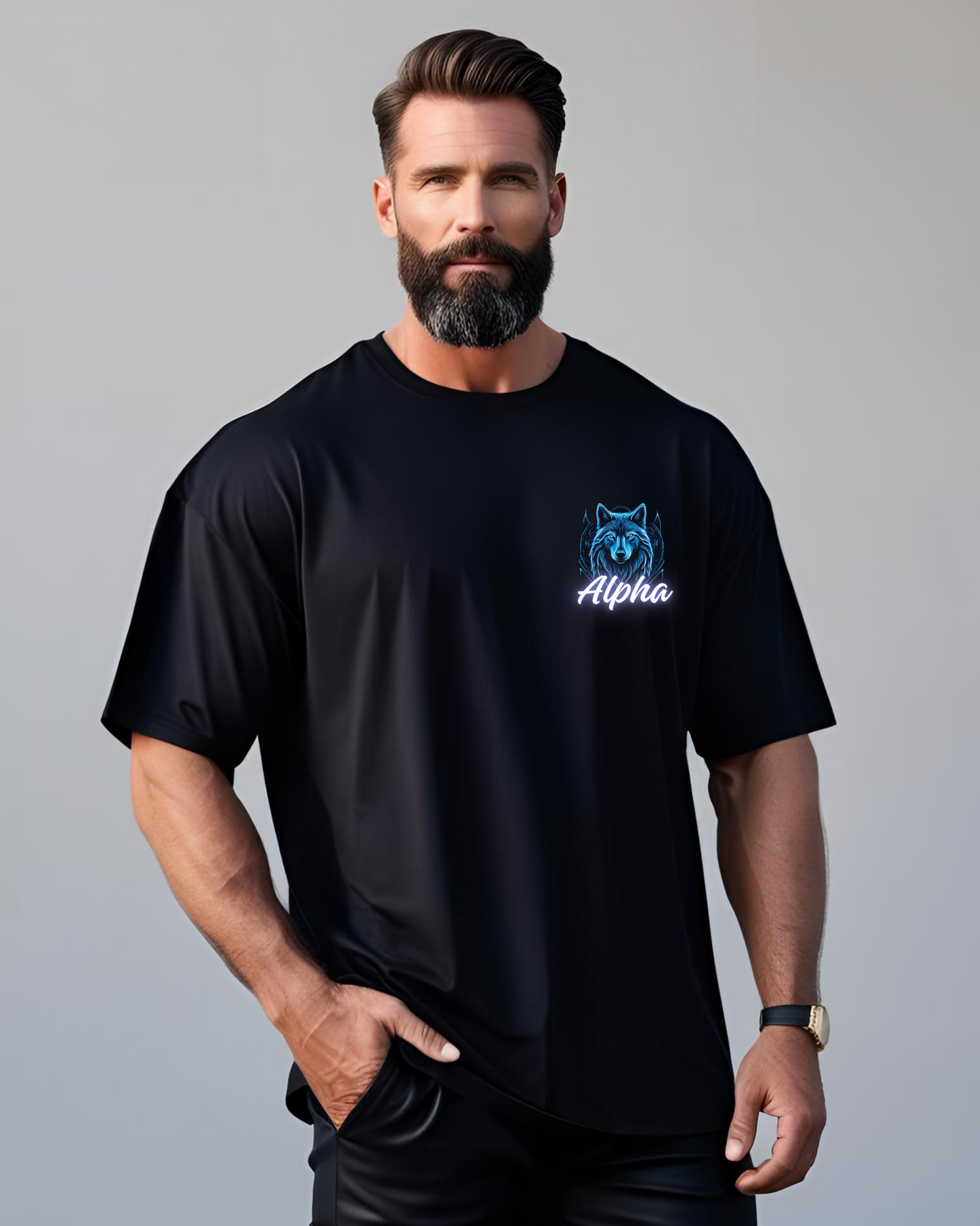 Men’s "Alpha Wolf" Graphic Oversized T-Shirt – Lead the Pack