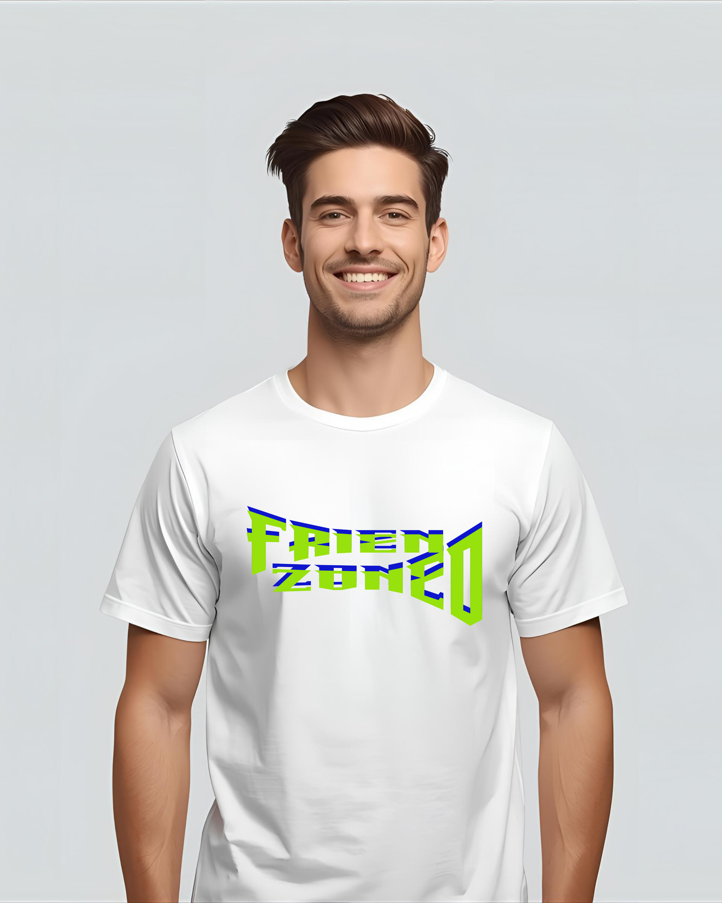 “Friend Zone” Graphic T-Shirt for Men – Funny Typography Tee, White Casual Streetwear, Soft Cotton Crew Neck