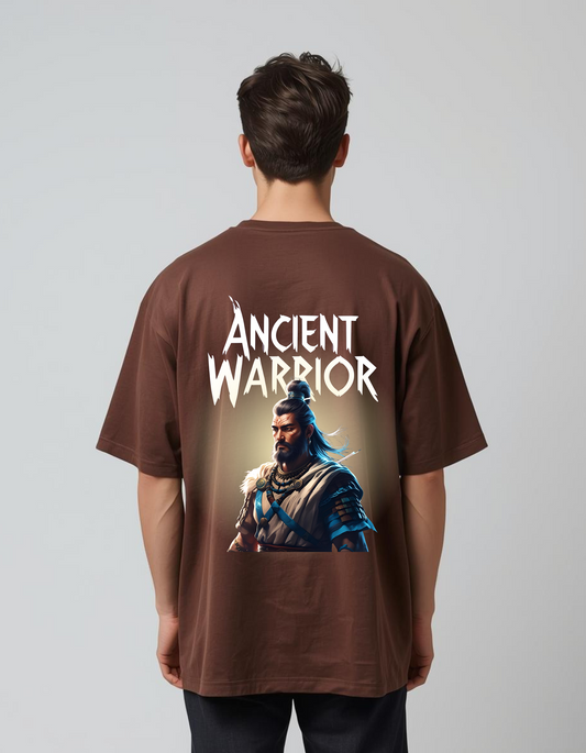 Ancient Warrior Graphic Oversized T-Shirt in Earth Brown