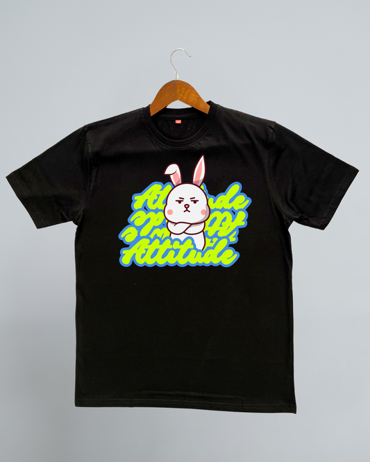 Men's Black Attitude Printed Tshirt