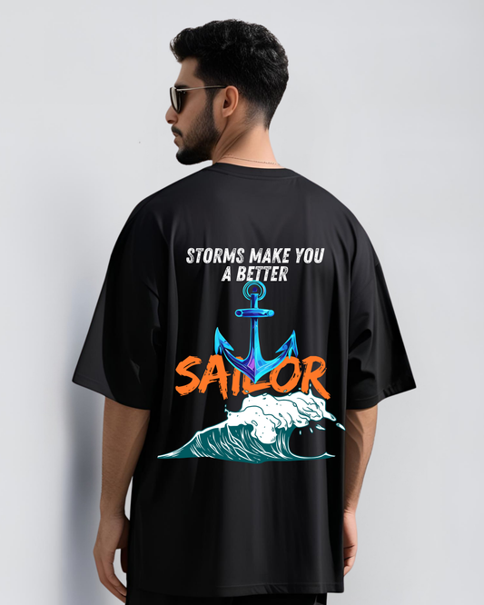 Men’s "Sailor" Motivational Oversized T-Shirt – Brave the Storm