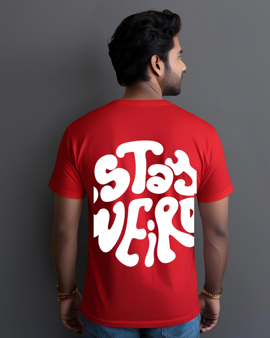 Infuzed Men's Stay Weird Red Oversized Printed Tshirt