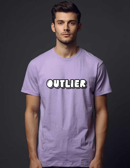 Men’s Lavender Graphic T-Shirt – “OUTLIER” Bold Typography Print – Soft Cotton Casual Tee