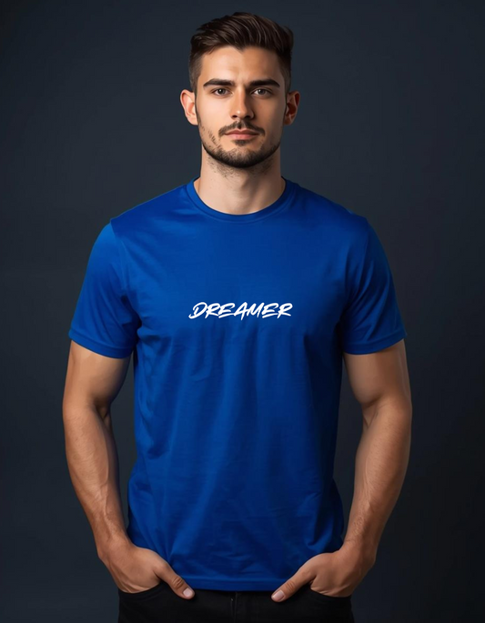 Dreamer Typography T-Shirt for Men | Premium Cotton Slim Fit Tee | Minimal Motivational Graphic T-Shirt | Casual Streetwear
