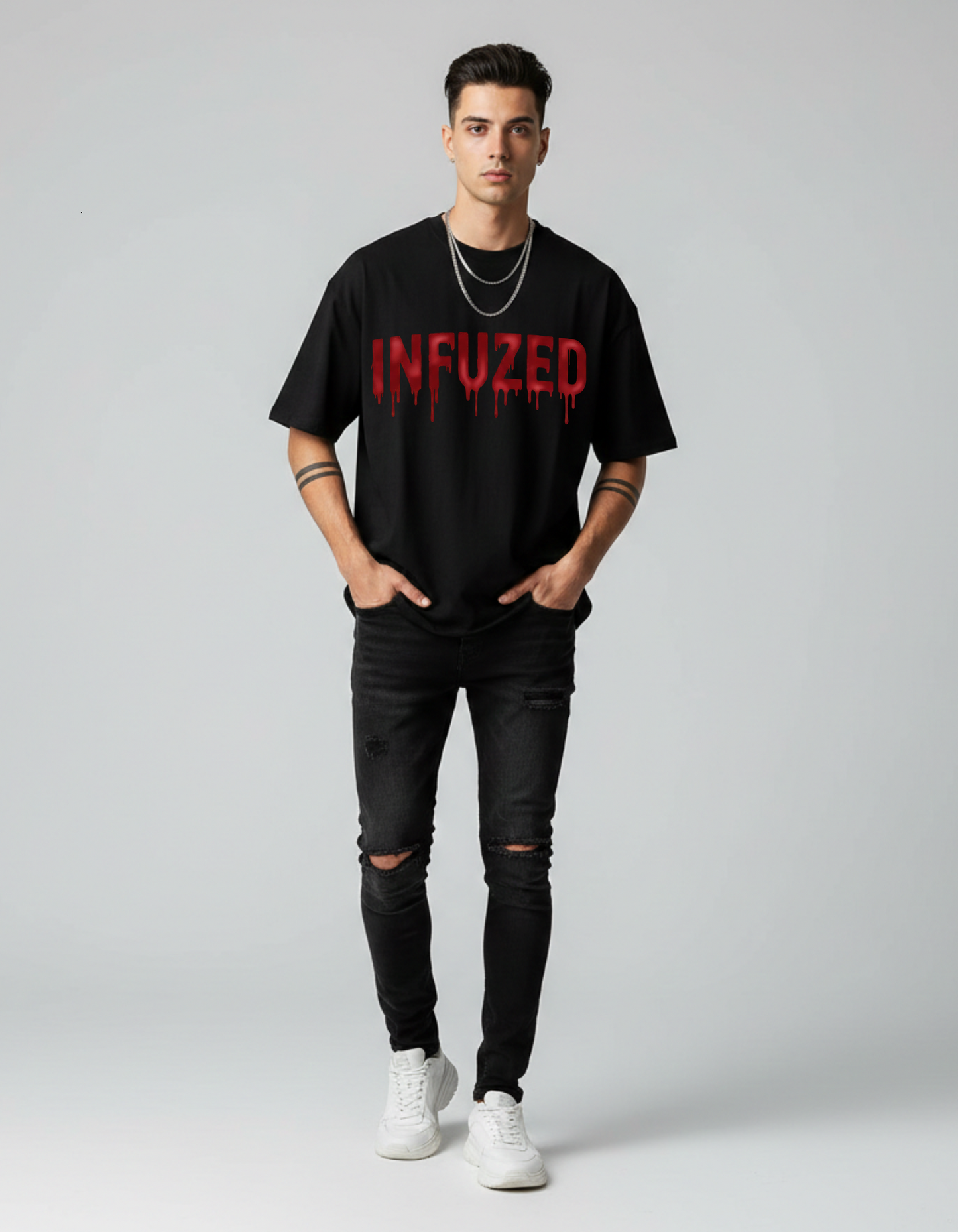 INFUZED™ Drip Graphic Oversized T-Shirt – Streetwear Boxy Fit