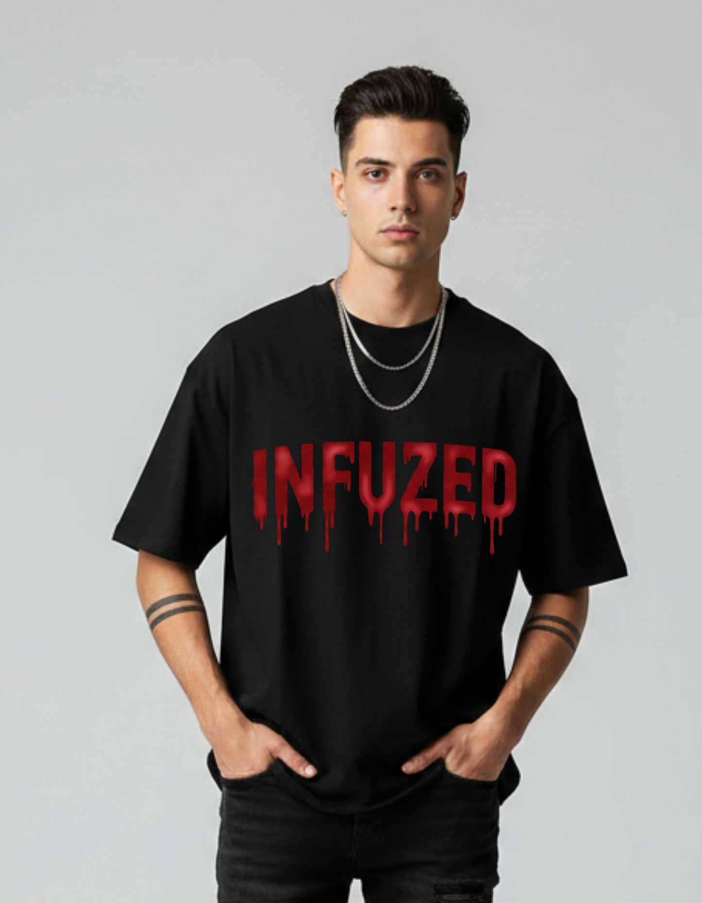 INFUZED™ Drip Graphic Oversized T-Shirt – Streetwear Boxy Fit