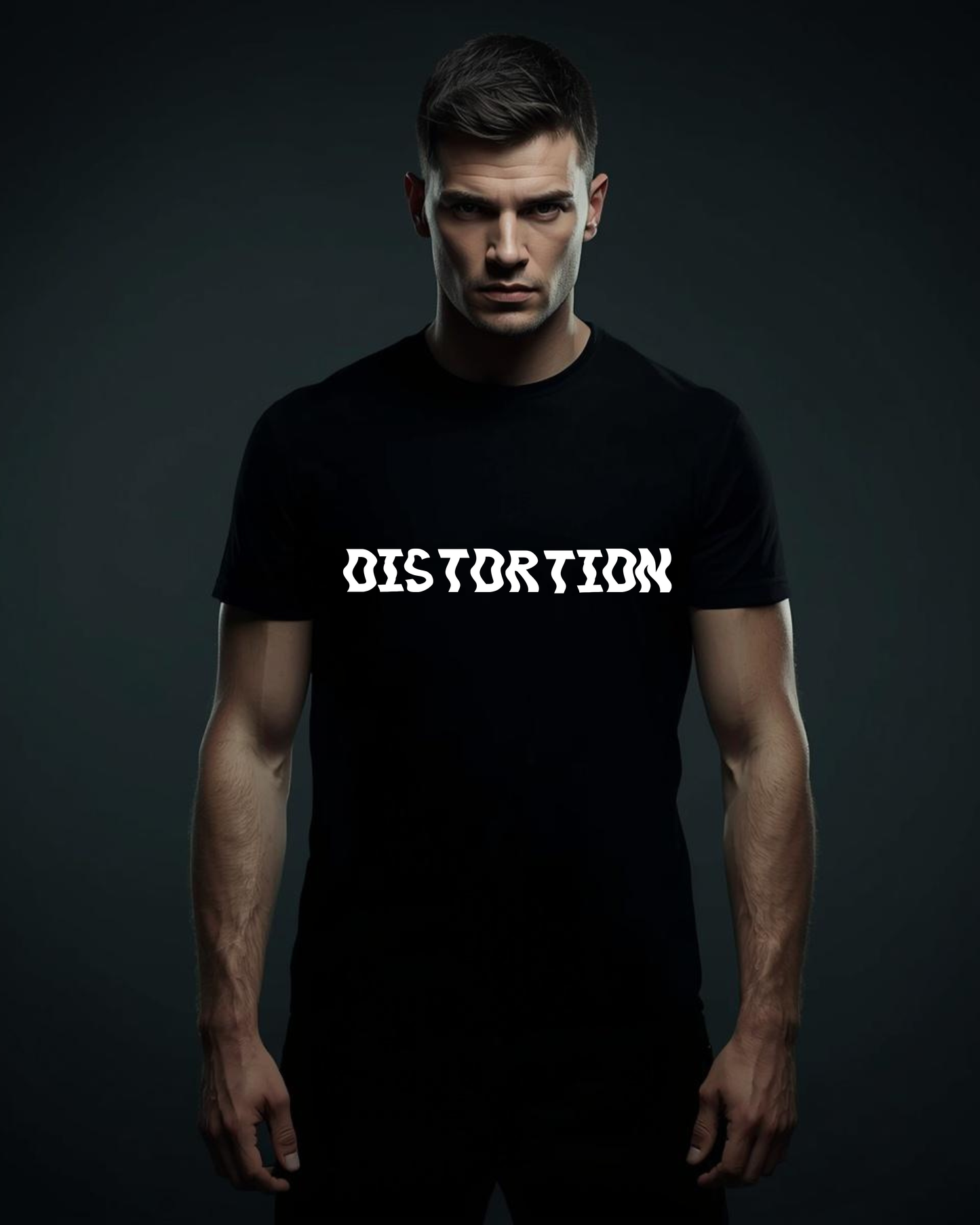 Distortion Graphic T-Shirt for Men – Premium Black Streetwear Tee | Minimal Bold Typography Design