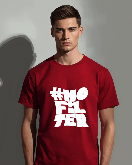 Bold “#NO FILTER” Graphic T-Shirt for Men – Trendy Statement Tee, Premium Cotton, Casual Streetwear