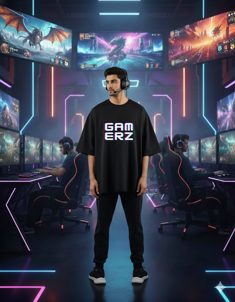 Men’s "Gamerz" Graphic Oversized T-Shirt – Level Up Your Style