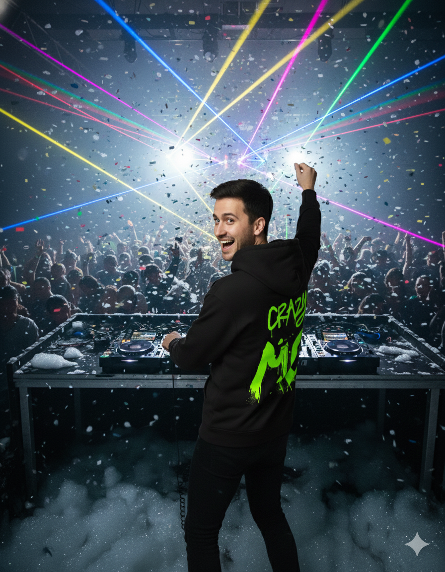 Black Neon Hoodie - "Crazy Me" Bold Graphic Streetwear
