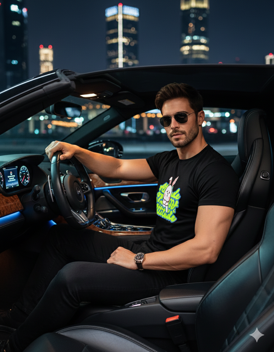 Men's Black Attitude Printed Tshirt