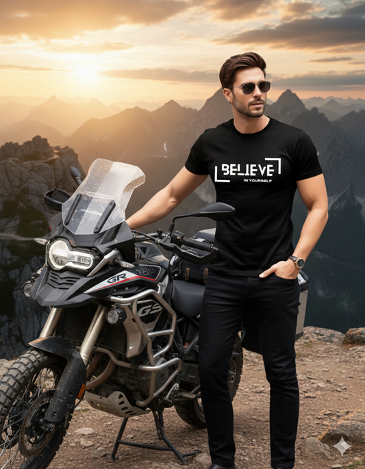 Men's "Believe" Motivational T-Shirt – Confidence Starts Within