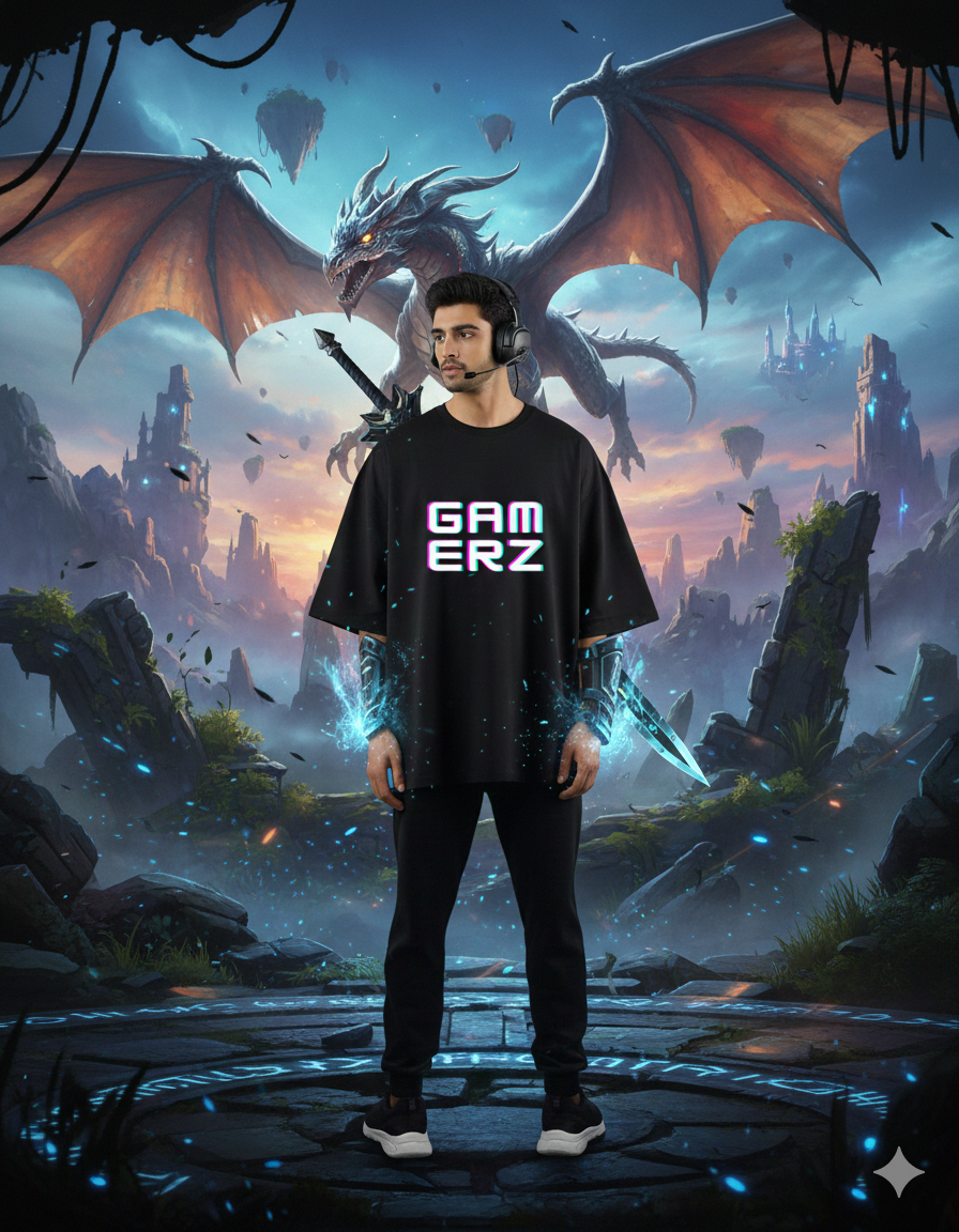 Men’s "Gamerz" Graphic Oversized T-Shirt – Level Up Your Style